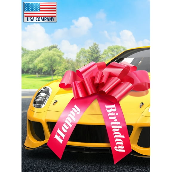 MIFFLIN 30-inch Giant Red Happy Birthday Car Bow or Gift Bow (US Company)