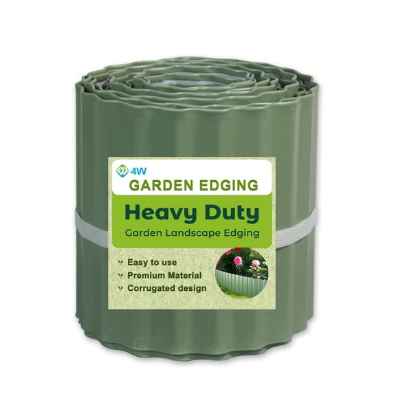 4W Landscape Edging Border, 6"×20Ft Corrugated Galvanized Lawn Garden Border Edges for Outdoor Flower Beds, Fence,Paver Edging (Green)"