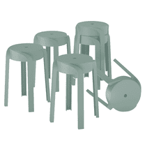 MIFI Modern Yard Series Minimalist Style Backless Outdoor Classroom Stackable Stools , Green Set of 6