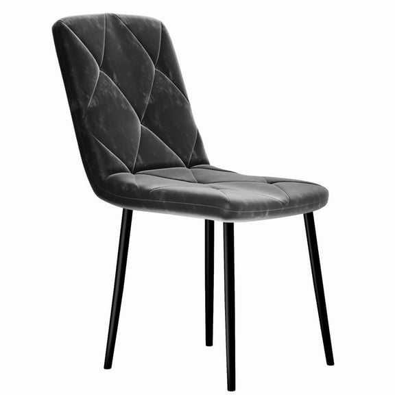 D&N Classic Geometric Metal Leg Upholstered Dining Side Chairs For Kitchen, Black Dinner Chairs Set of 4