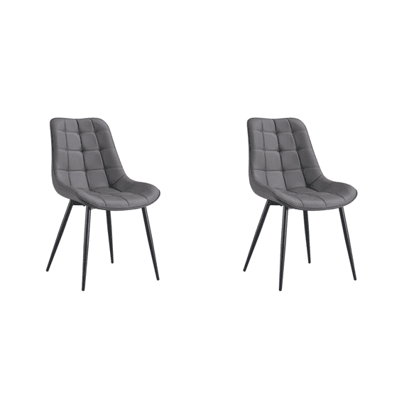 MIFI Classics Upholstered Dinning Chairs, Gray Adult Kitchen Chairs, Leather Chair Set of 2