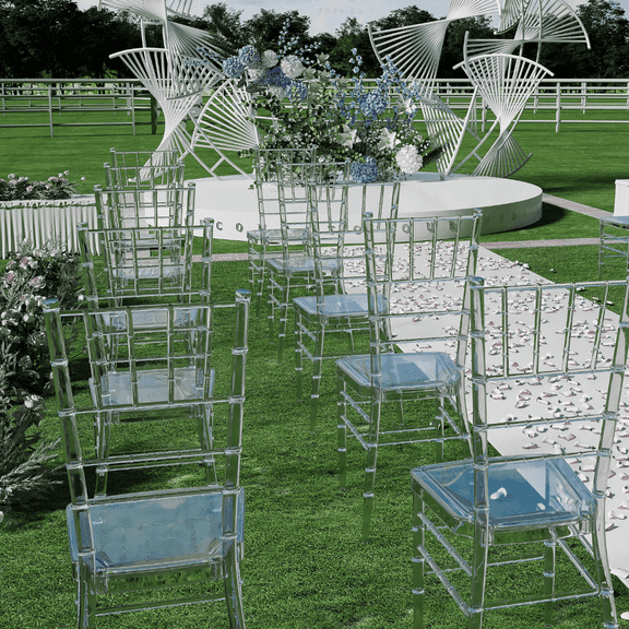 MIFI Indoor Clear Acrylic Glam Dining Chairs Set of 6,Resistant Stacking Elegant Napoleon Event Chair ,Weddings, Parties