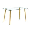 thumbnail image 1 of MIFI Glass Dining Table Set for 4 , Transparent , Kitchen&Dining room , 130*80* 8mm, Gold Metal Leg(1 PC), 1 of 7