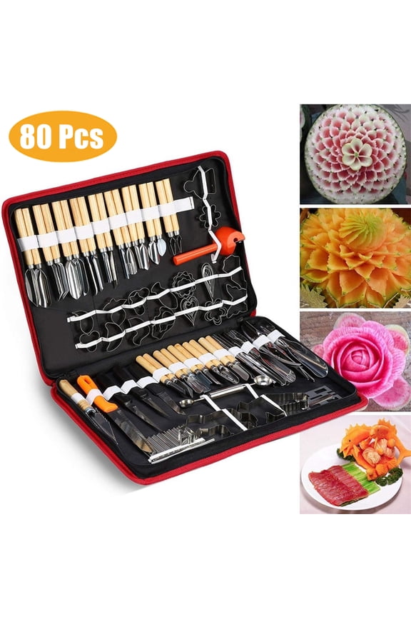 80pcs Portable Vegetable Fruit Food Peeling Set, Kitchen Culinary Carving Sculpting Modeling Tools Kit