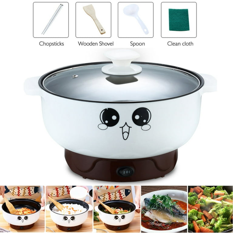 MIFXIN Electric Multi-Pot, 110V Electric Skillet Nonstick Hot Pot Noodles Rice  Cooker, 2.3L, Without Steamer 