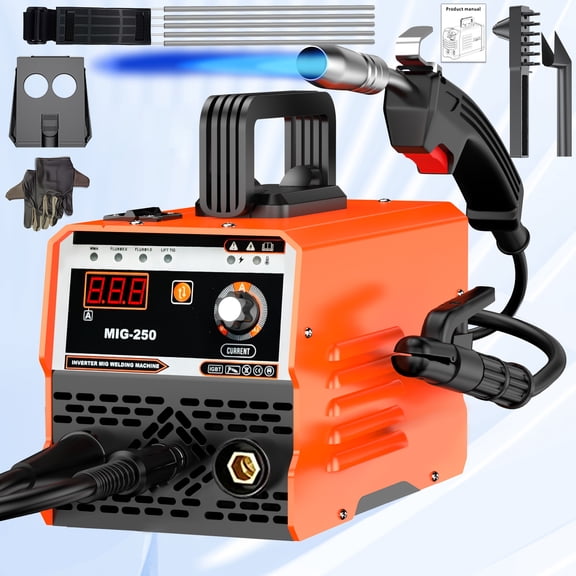MIG-250 Arc Welder, compact and lightweight with powerful functionality, lifting welding machine featuring collaborative control, IGBT inverter 110V/220V portable MMA welder equipped with hot start,
