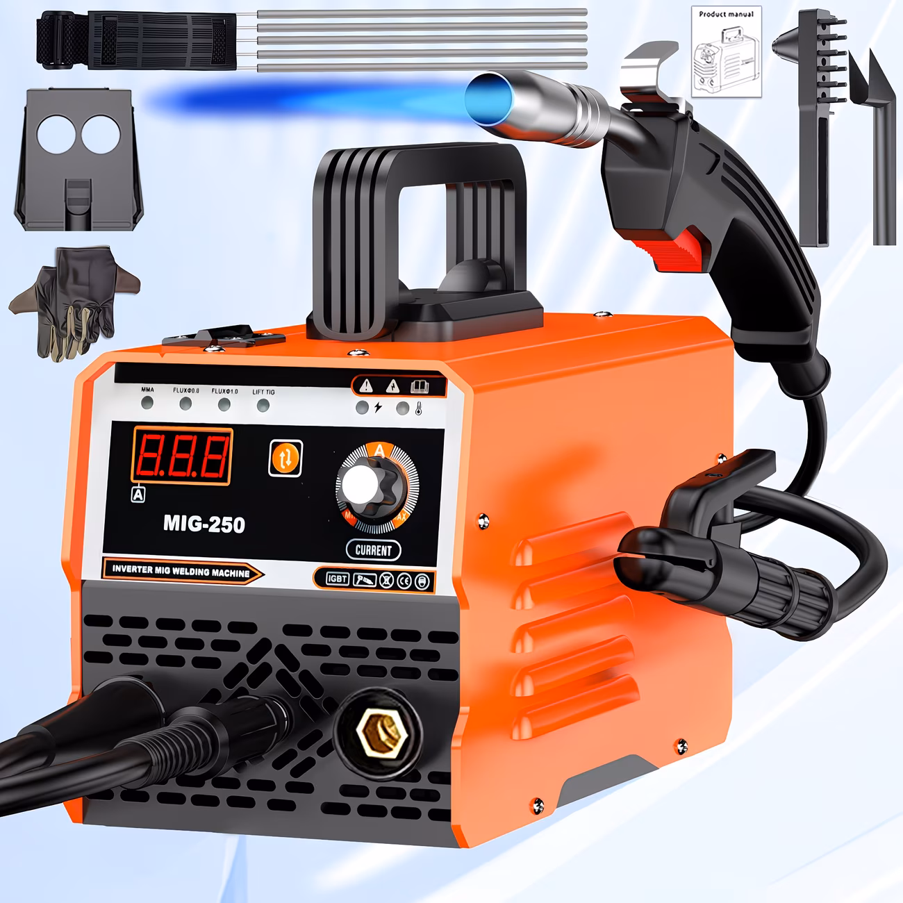 MIG-350 arc welding machine, lifting welding machine with collaborative control function, IGBT inverter 110V portable welding machine, equipped with hot start, arc thrust and anti sticking function