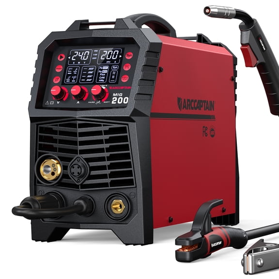 MIG Welder, 110V/220V Dual Voltage 6-in-1 Multi-Process Aluminum Welding Machine, Synergic Flux Core/Stick/Lift TIG/Spot Welder 200A