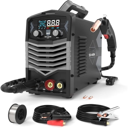 MIG Welder, 140A 110V Flux Core//Lift TIG 3 in 1 MIG Welding Machine, Gasless MIG with IGBT Inverter Synergic Control, Digital Screen Display, Over Loading Protection Beginner Friendly