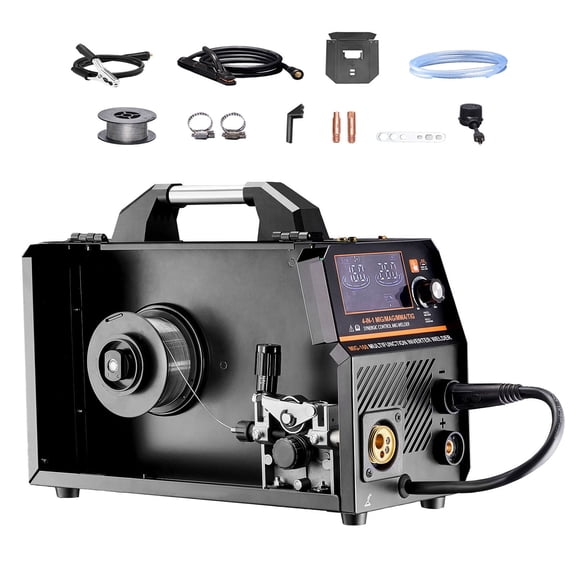 MIG Welder,160A Synergic Mig Welding Machine,4-in-1 Gas MIG/Flux Core MIG/Stick/Lift TIG Multi-Process Welder Machine,110V/220V Dual Voltage Mig Welder with IGBT Inverter&LCD Screen Display