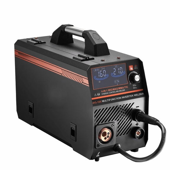 MIG Welder 160A Synergic Multi-Process Welder - MIG/Flux Core/Stick/TIG - 110V/220V IGBT Inverter with LCD Display for Steel, Stainless Steel & Metal Projects