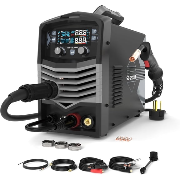 MIG Welder, 200A Duo  5 in 1  MIG Welding Machine, MIG/Flux Core/Spool /Lift TIG/, IGBT Inverter Welder Synergic Control, Digital Display ( VERSION)
