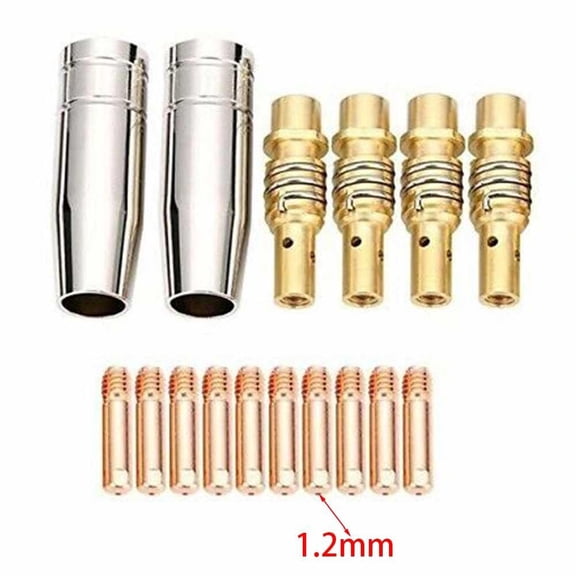 For MIG Welding Consumables Set 16PC, MB15 15AK Contact Tips 0.6/0.8/0.9/1.0/1.2mm with Protective Nozzles and Tip Holders, for Rilon for Riland for Krpton for Longetivity for Berlan(1.2mm)
