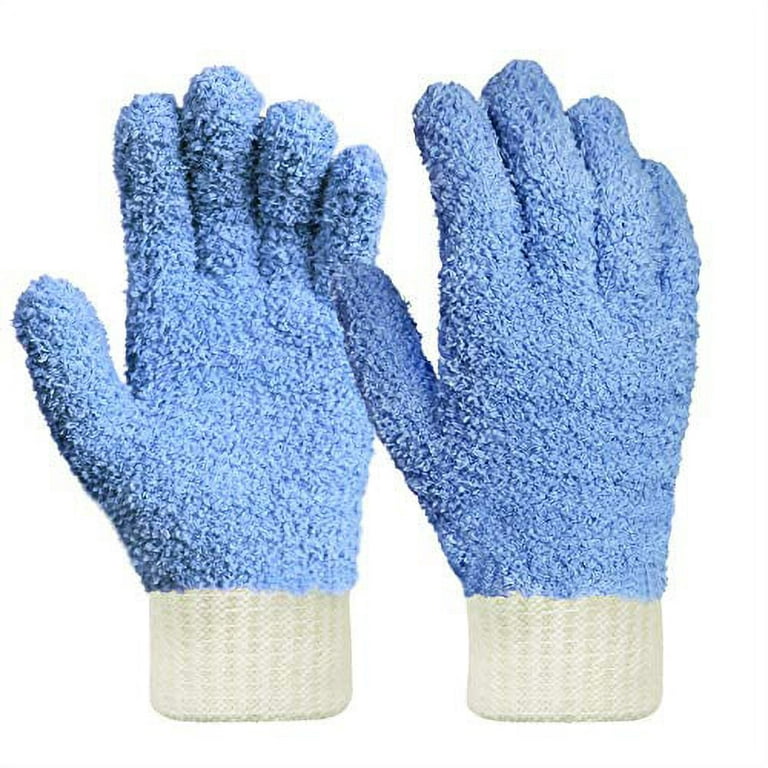 MIG4U Microfiber Dusting Gloves House Cleaning Glove for Blinds, Windows,  Shutters, Furniture, and Car, Reusable Lint-Free Blue 1 Pair S/M