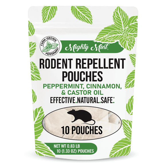 Mighty Mint Rodent Repellent/Deterrent Pouches, Peppermint, Cinnamon & Castor Oil, 10 CT
