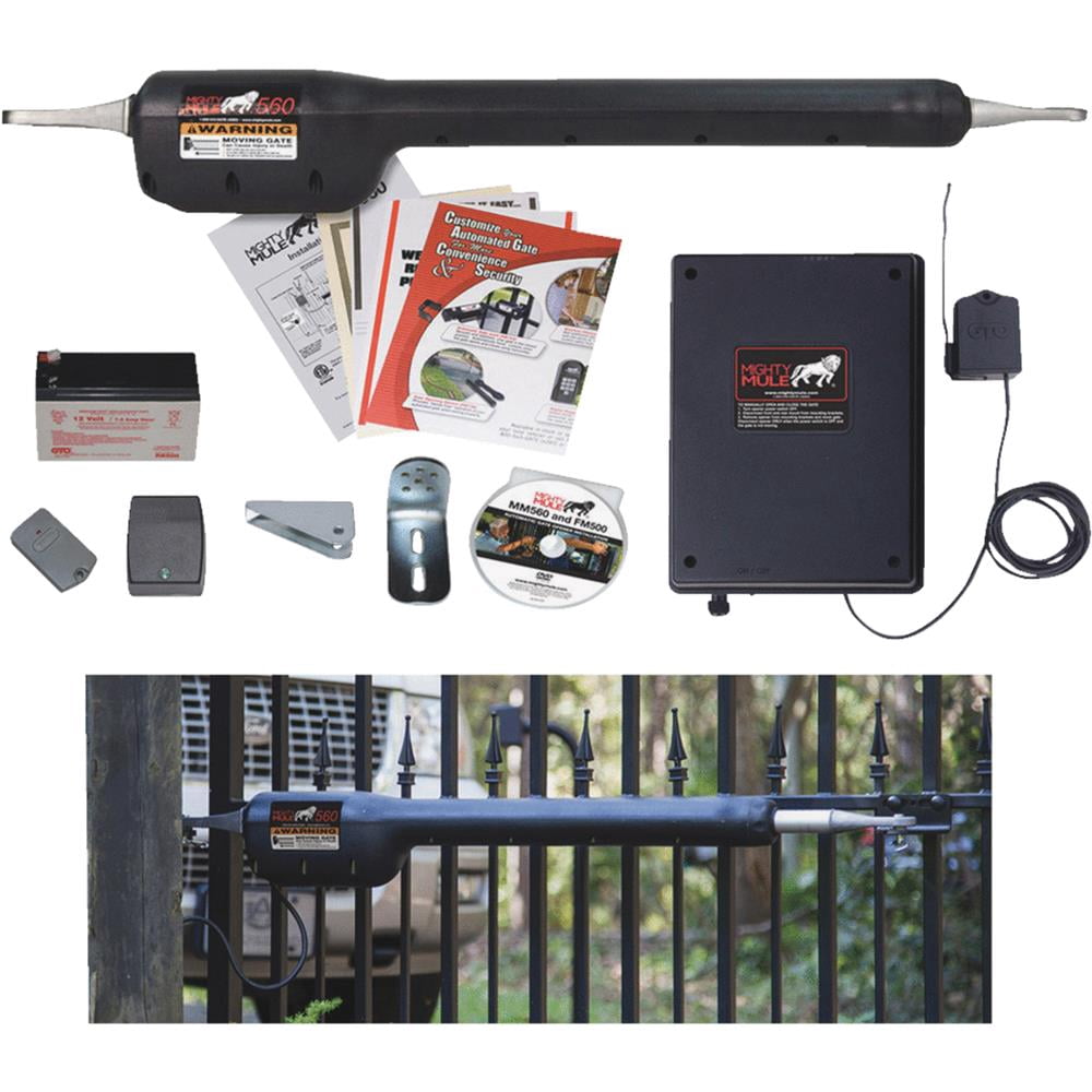 MIGHTY MULE MM560 Heavy-Duty Gate Opener Kit 18 ft L Max Gate 125
