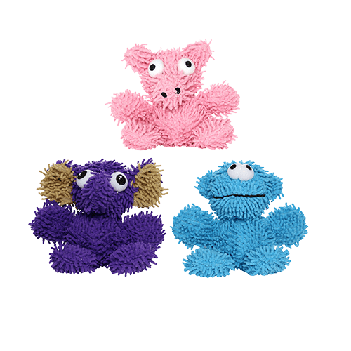 Mighty Jr MicroBall Elephant, Monster and Pig Durable Plush Squeaky Dog Toy, 3 Pack