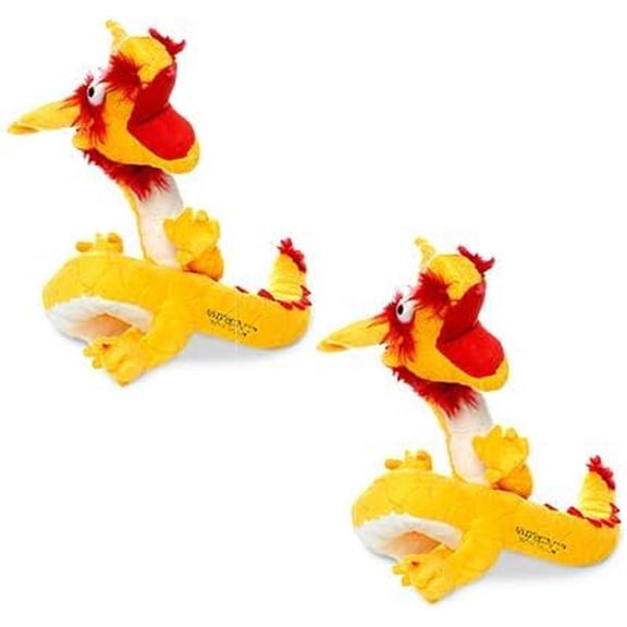 MIGHTY- Yellow Dragon-Squeaker-Multiple Layers. Made Durable, Strong & Tough. Interactive Play Dog Toy (Tug, Toss & Fetch). Machine Washable & Floats (Regular 2 Pack)