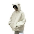 thumbnail image 1 of AWZXDE Women's Cute Bear Ear Hoodie Sweatshirt Pullover with Pockets & Solid Color Design for Casual Cozy Style White,XL, 1 of 4
