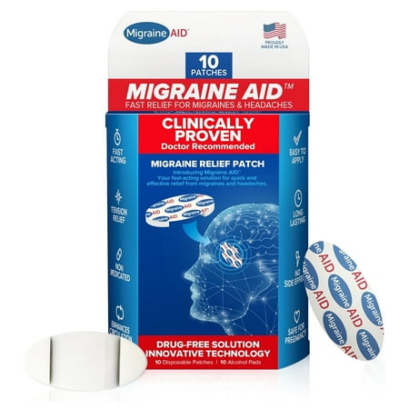 MIGRAINE AID Pain Relief Drug Free Patch Box 10 Ct