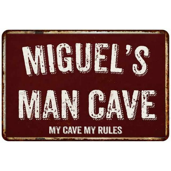 MIGUEL'S Man Cave Red Grunge Sign 16 x 24 Matte Finish Metal Sign 116240003327