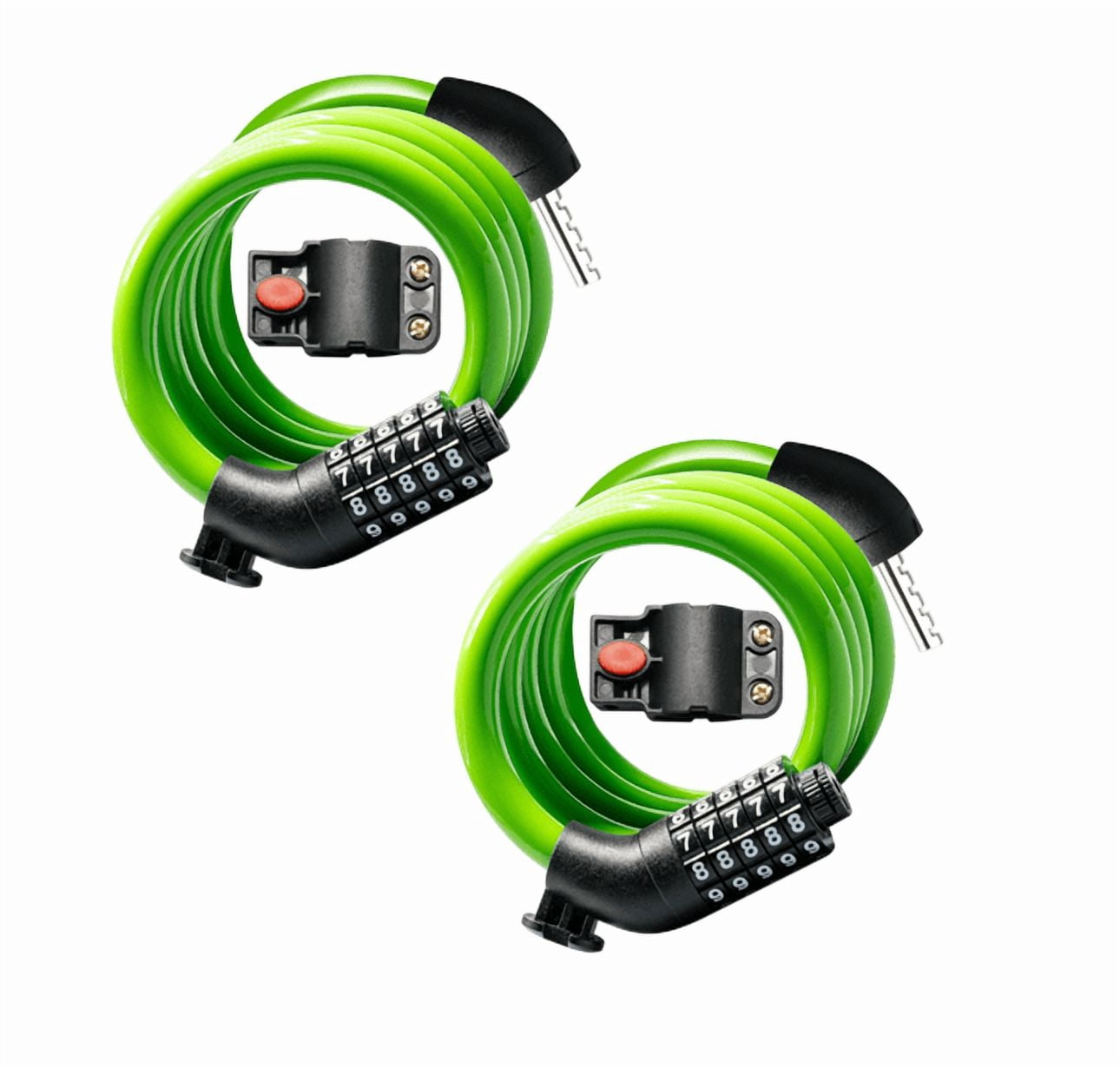 MIHOVER 2Pcs Bike LockCable with Combination,High Security 5-Digit Resettable Combination Bicycle Lock Anti-Theft, Scooter Lock with Mounting Bracket for Bikes and Scooters-Green