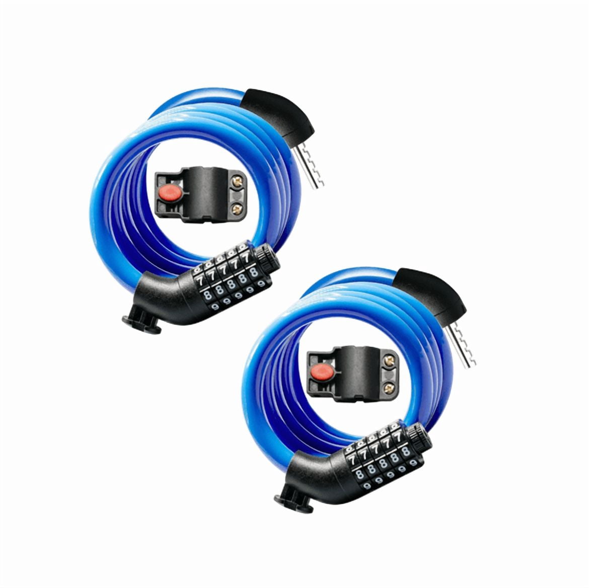 MIHOVER 2Pcs Bike LockCable with Combination,High Security 5-Digit Resettable Combination Bicycle Lock Anti-Theft, Scooter Lock with Mounting Bracket for Bikes and Scooters-Blue