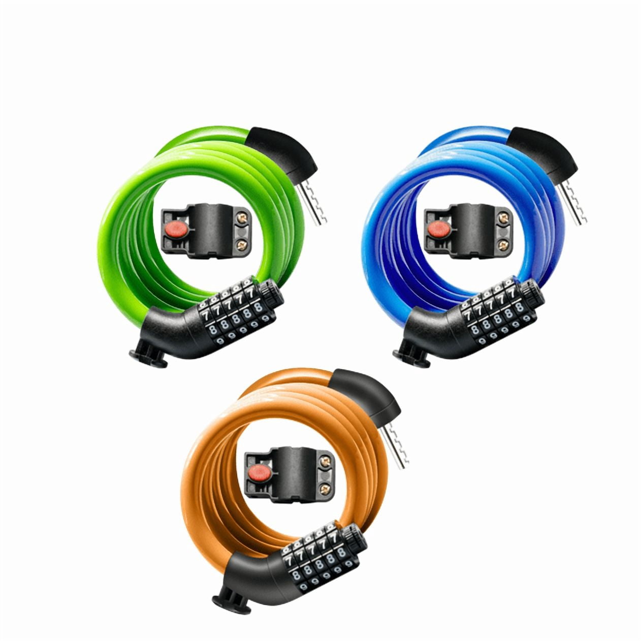 MIHOVER 3PCS Bike LockCable with Combination,High Security 5-Digit Resettable Combination Bicycle Lock Anti-Theft, Scooter Lock with Mounting Bracket for Bikes and Scooters