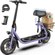 MIHOVER 12 Electric Scooter with Seat for Adults, 450W 16MPH, 15 Mile Range, UL2272 Certified, Comfortable Commuter Scooter with Adjustable Large Seat, 265LB Load - Purple