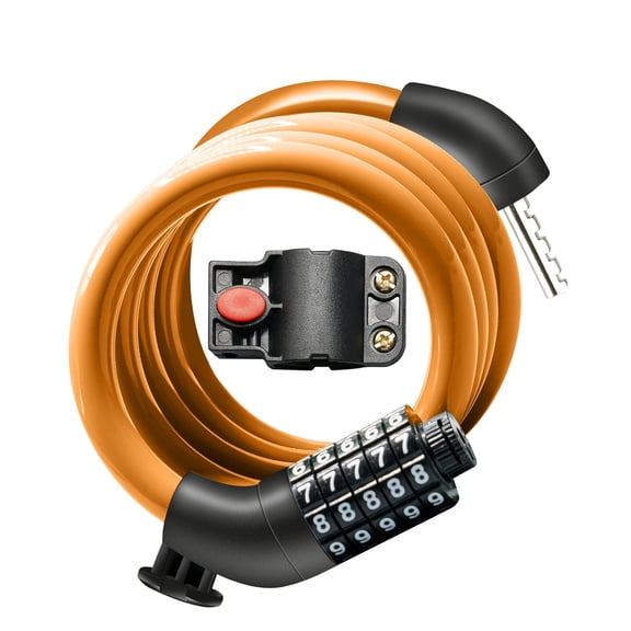 MIHOVER Bike LockCable with Combination,High Security 5-Digit Resettable Combination Bicycle Lock Anti-Theft, Scooter Lock with Mounting Bracket for Bikes and Scooters-Yellow