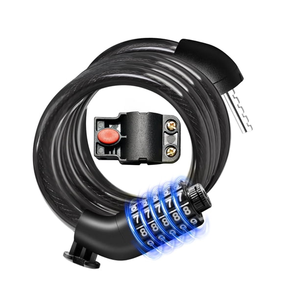 MIHOVER Bike LockCable with Combination,High Security 5-Digit Resettable Combination Bicycle Lock Anti-Theft, Scooter Lock with Mounting Bracket for Bikes and Scooters-Black