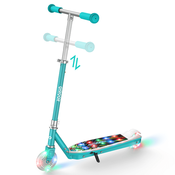 MIHOVER Electric Scooter for Kids with Adjustable Handlebar and LED Lights - Blue