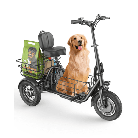 MIHOVER Electric Tricycle for Adults, 650W (Peak 1000W) Motor, 48V 13.5AH Battery, 3 Wheels Electric Trike with Dual Baskets, UL2849 Certified