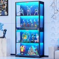 thumbnail image 1 of BROTTAR Display Cabinet with Glass Doors, 65" Storage Cabinet with LED, 4-Tier Curio Cabinet & Bookshelf, Collection Showcase for Home Office, Black, 1 of 10