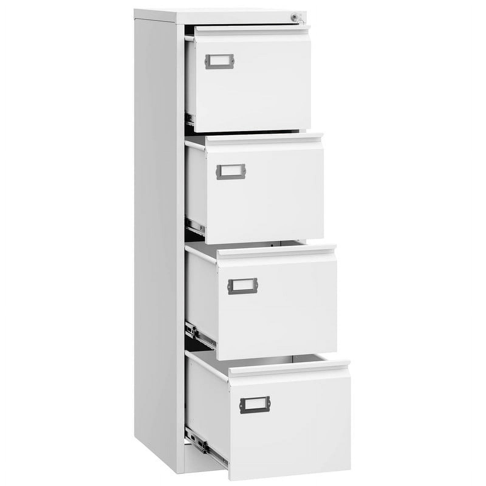 MIIIKO 4 Drawer File Cabinet,Metal Vertical Filing Cabinets with Lock,Storage A4/F4/Letter/Legal for Home Office-Assembly Required (4 Drawer-White)
