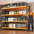thumbnail image 1 of MIIIKO 4-Tier Metal Adjustable Storage Shelves, 79"W x 24"D x 79"H, 7000LBS Capacity Industrial Utility Shelving Unit,Steel Rack for Garage Warehouse Basement,Black&Orange, 1 of 9