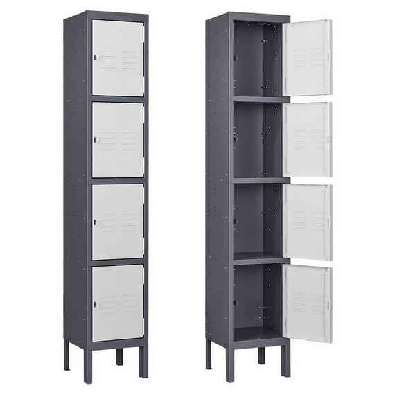 MIIIKO 4-Tier Metal Locker Steel Employees Lockers for Office, Metal Storage Locker Cabinet with Louvers, 4 Door Locker for Employee Gym, Home, School