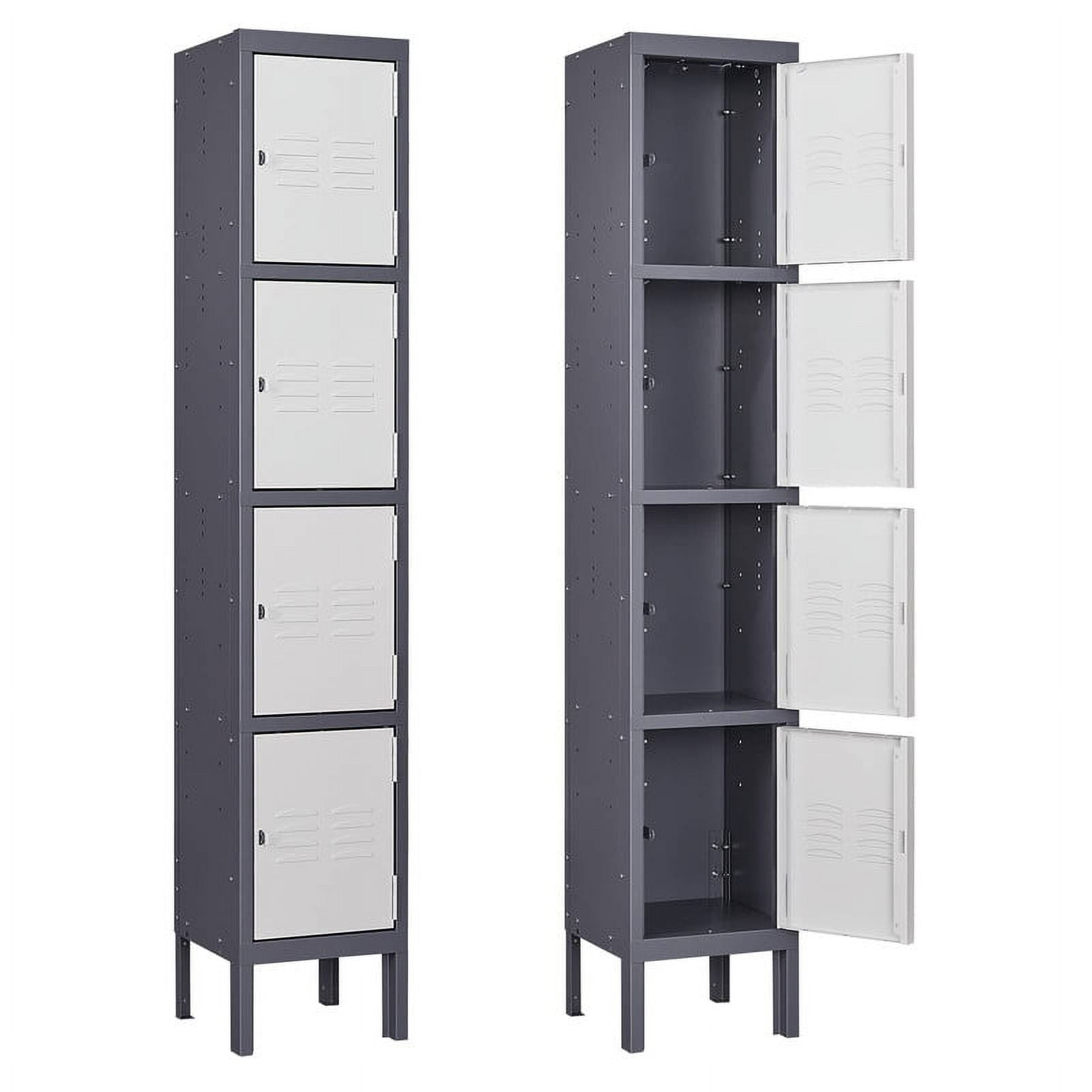 MIIIKO 4-Tier Metal Locker Steel Employees Lockers for Office, Metal Storage Locker Cabinet with Louvers, 4 Door Locker for Employee Gym, Home, School