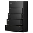 thumbnail image 1 of MIIIKO 5 Drawer File Cabinet with Lock, 5 Drawer Metal Filing Cabinet, Lateral Filing Cabinet for Home Office, Lockable Storage Cabinet for Hanging Files Letter/Legal/F4/A4 Size, 1 of 8