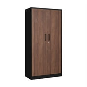 MIIIKO 72 Wardrobe Closet with Hanging Rod, Metal Storage Locker with Lockable Door, Freestanding Clothing Coat Armoires for Office, Home, Employee,Gym
