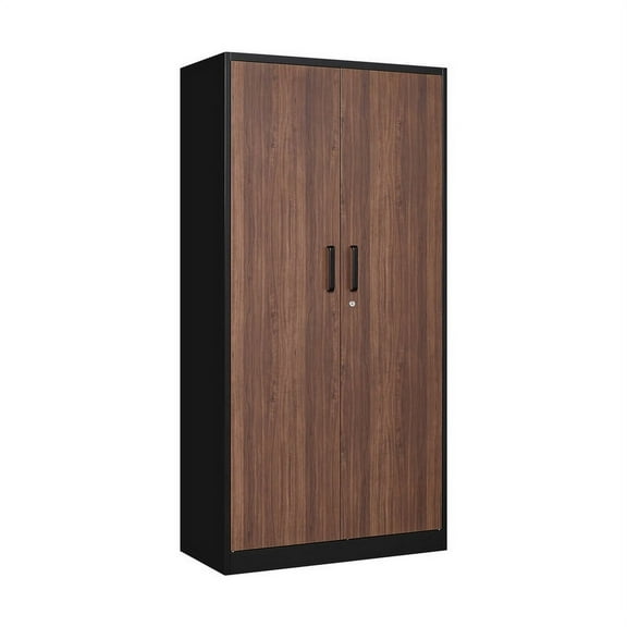 MIIIKO 72'' Wardrobe Closet with Hanging Rod, Metal Storage Locker with Lockable Door, Freestanding Clothing Coat Armoires for Office, Home, Employee,Gym