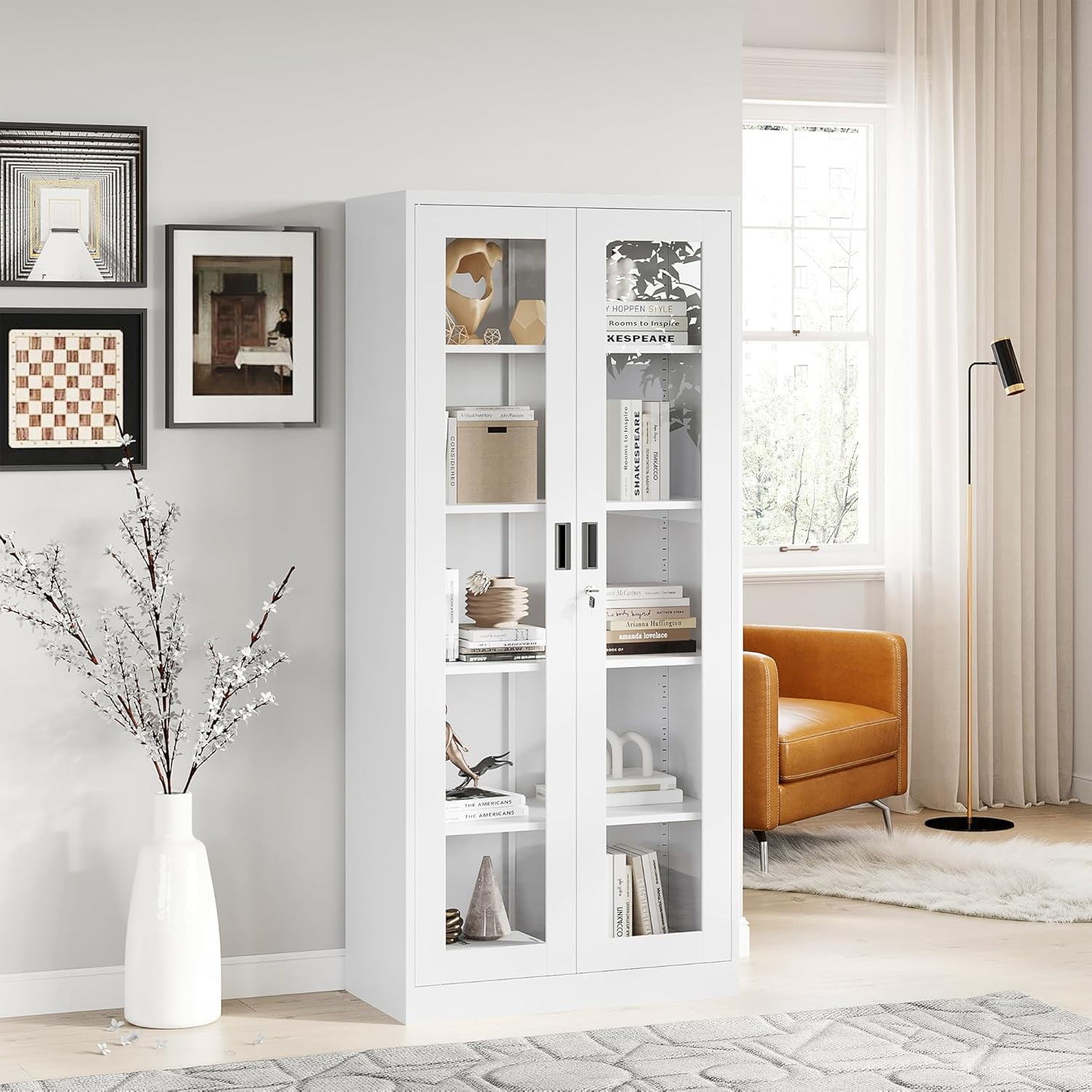 MIIIKO Display Cabinet with Glass Doors, 71