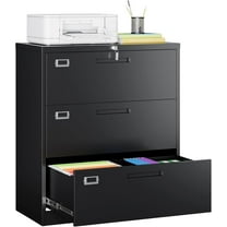 MIIIKO Lateral File Cabinet with Lock, 3 Drawer Lateral Filing Cabinet, Large Deep Drawers Locked by Keys, Metal Storage File Cabinet for Hanging Files Letter/Legal/F4/A4 Size
