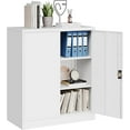 thumbnail image 1 of MIIIKO Lockable Storage Cabinet, Small Metal Garage Cabinet with Doors and Shelves, 35.4" Height Base Locker Cabinets 2 Doors, 1 of 12