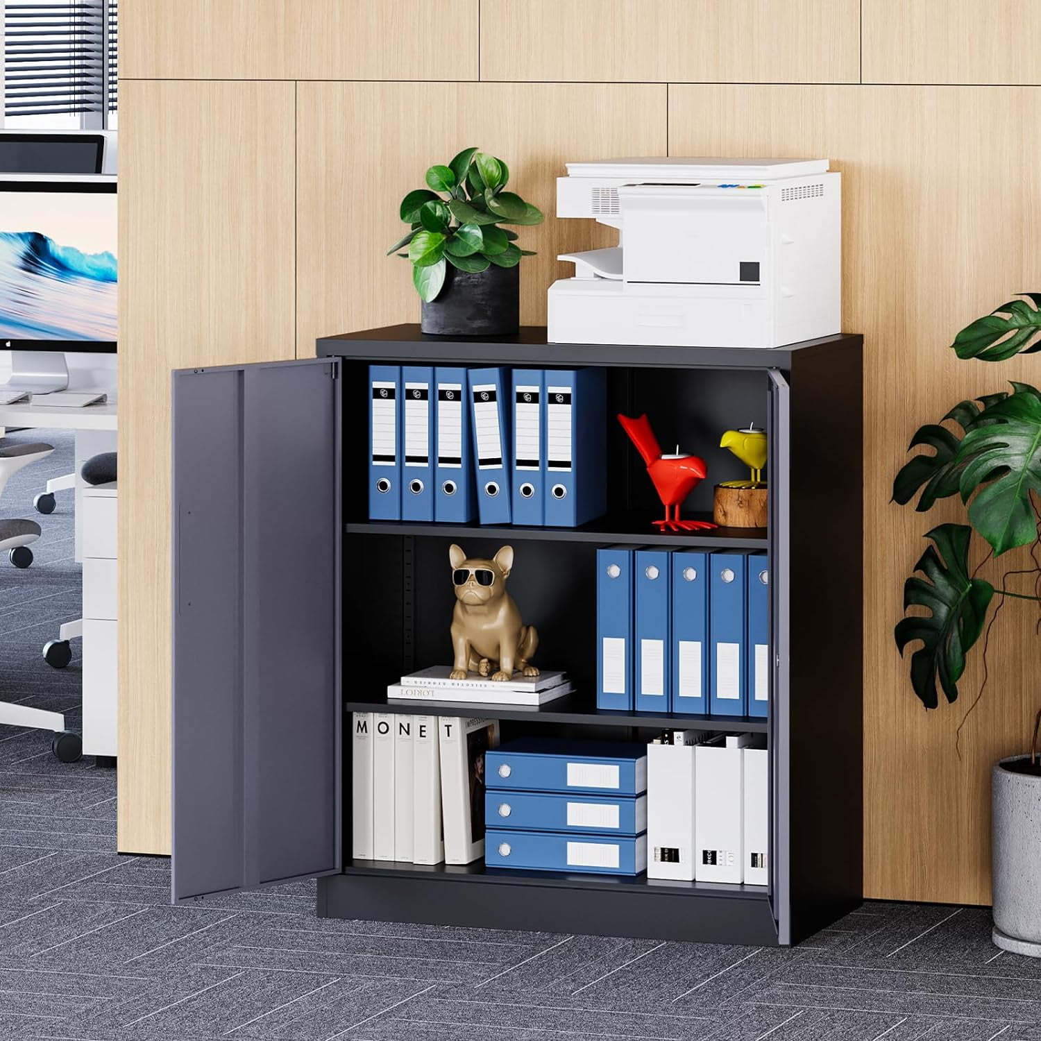 MIIIKO Lockable Storage Cabinet, Small Metal Garage Cabinet
