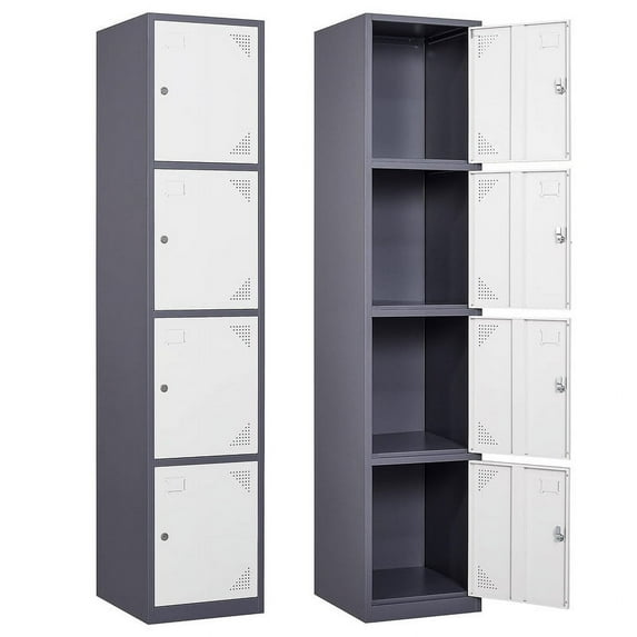 MIIIKO Metal Locker for Gym, School, Office, 71" Metal Storage Locker Cabinets for Employees, Students Steel Lockers Four Tier, 4 Door