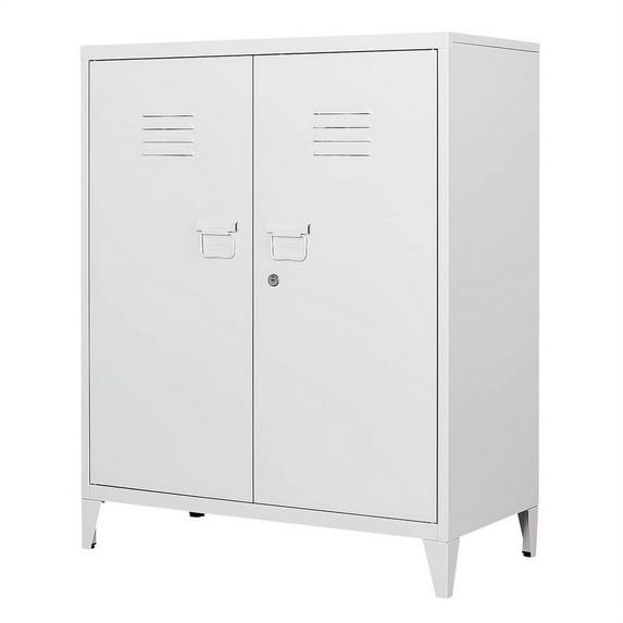 MIIIKO Metal Locker with 2 Doors, Metal Storage Sideboard Accent Cabinets for Kitchen, Pantry, Home Office and Garage