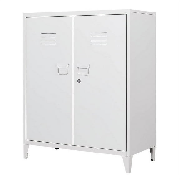 MIIIKO Metal Locker with 2 Doors, Metal Storage Sideboard Accent Cabinets for Kitchen, Pantry, Home Office and Garage