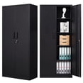 thumbnail image 1 of MIIIKO Metal Storage Cabinet 71" Locking Metal Storage Cabinet with 5 Adjustable Shelves, Black Metal Cabinet with 2 Doors and Lock for Office, Garage, Home, 1 of 7