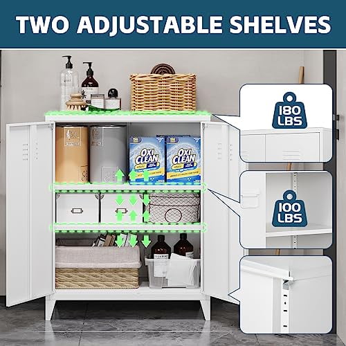 MIIIKO Tall Steel Storage with 5 Shelf, Lockable Blue Metal